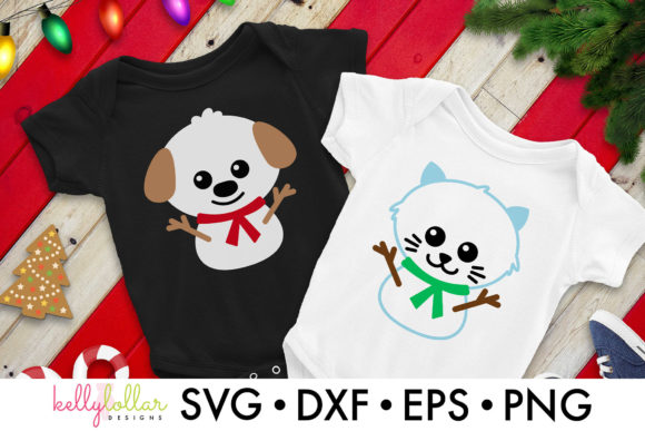 Cat and Dog Snowmen Graphics for Creative Crafts